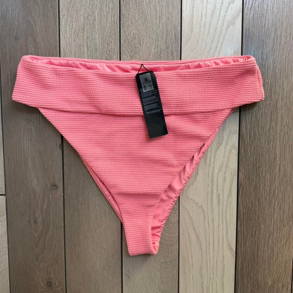 Volcom True To This Textured Bikini Bottom Pink XL